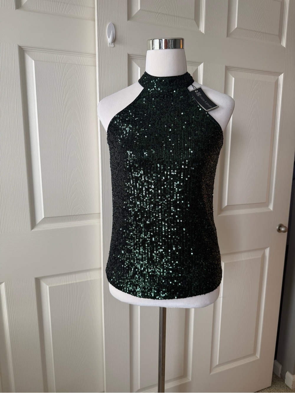 Cable & Gauge Emerald Sequin Halter Tank XS